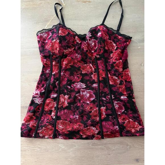 NWT No Boundaries Womens XXL Floral Bustier Camisole Lace Trim Plus Size Sexy - Picture 1 of 6